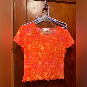 Dippin Daisys orange floral mesh top bathing suit cover up